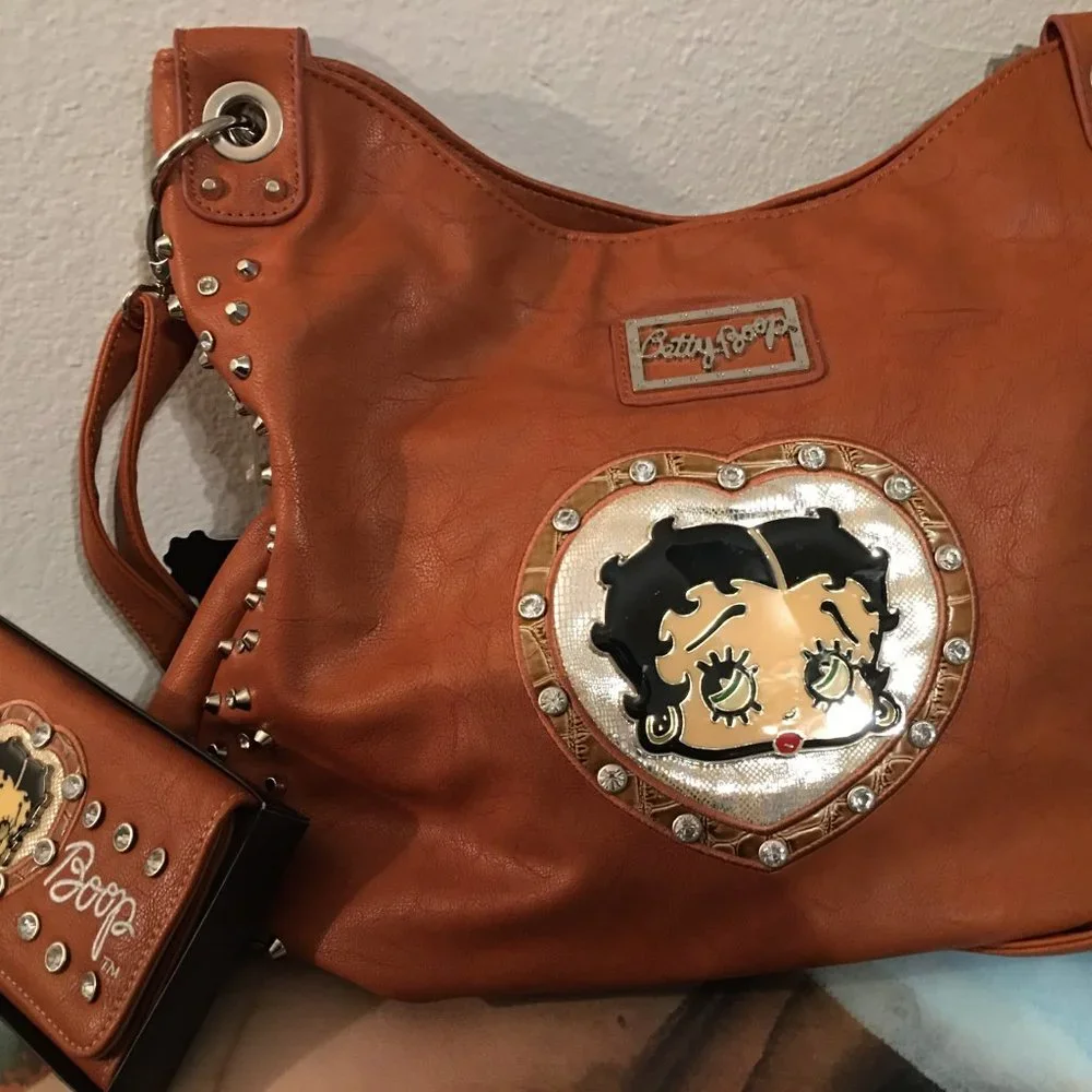 Betty Boop Faux Leather Brown Purse 17x12 - LAST ONE